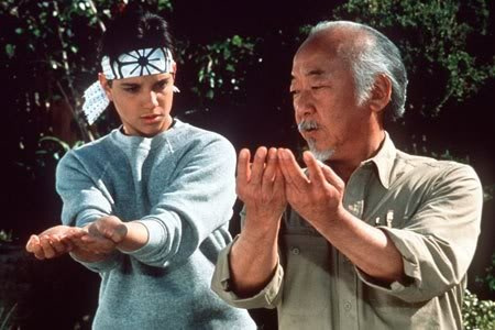 Daniel San and Mr. Miyagi training